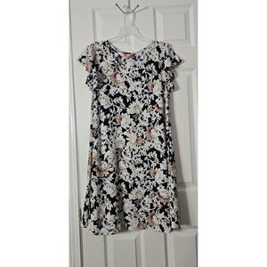 SJS Womans Dress‎ Short Sleeve Size Large Black Florial